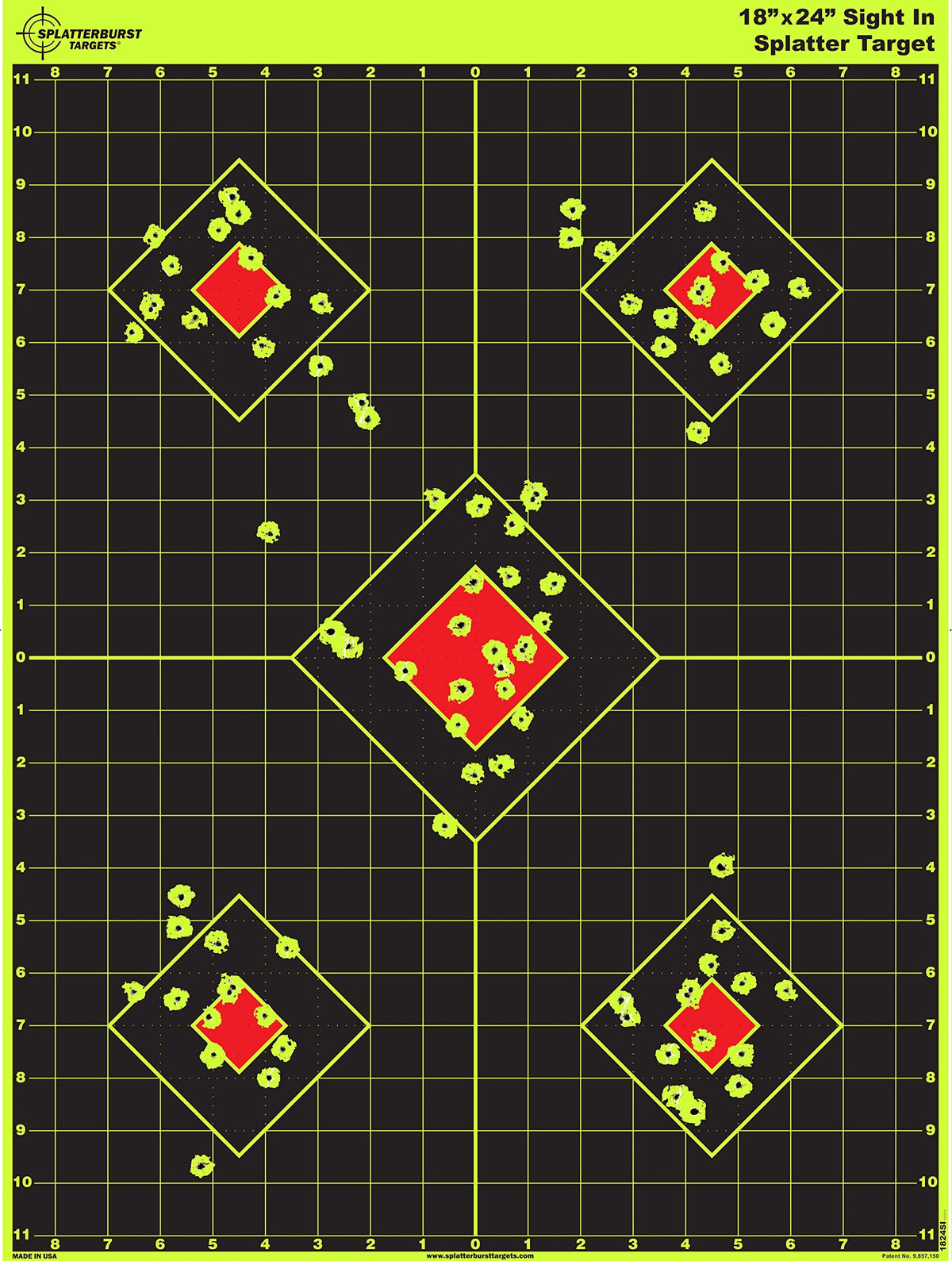 Splatterburst Targets - 18 x 24 inch - Sight in Splatter Target - Easily See Your Shots Burst Bright Fluorescent Yellow Upon Impact - Made in USA (10 Pack)