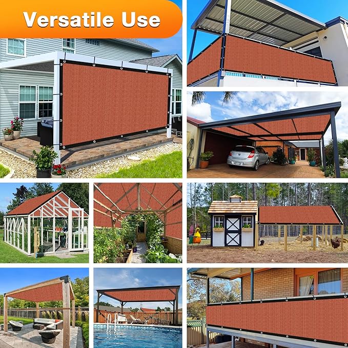 Artpuch 90% Sun Shade Cloth, 5 x 11 FT Pergola Shade Cover Canopy with Grommets, Sun Screen Fabric Tarp for Patio, Outdoor, Garden, Backyard, Rust Red