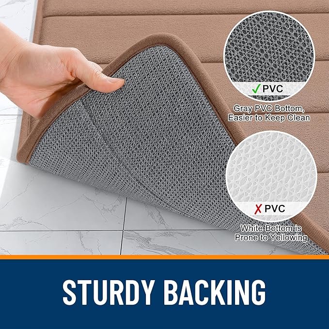 OLANLY Memory Foam Bath Mat 30x20, Super Soft Absorbent Bathroom Rugs, Quick Dry, Machine Washable Shower Floor Rugs, Bathmat Carpet, Bathroom Home Decor Accessories, Mocha
