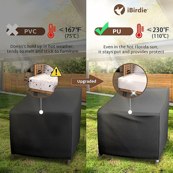 iBirdie Waterproof Outdoor Chair Covers 35 x 38 x 31 inch 2 Pack Patio Furniture Covers