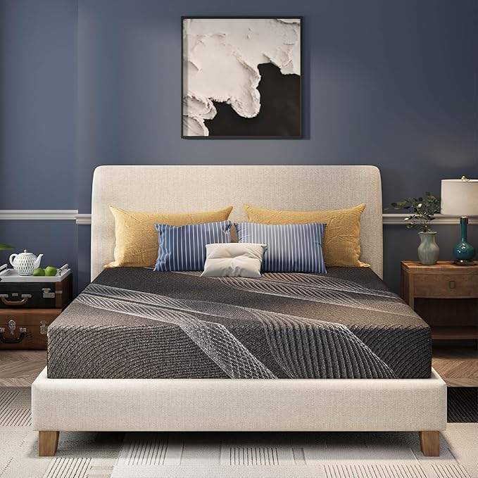CH CHARME HOUSE 6 Inch Full Mattress, Bamboo-Charcoal Memory Foam Mattress, Cooling & Pressure Relief, Bed in a Box, Foam Made in USA & CertiPUR-US Certified, 54'x75'x6', Black