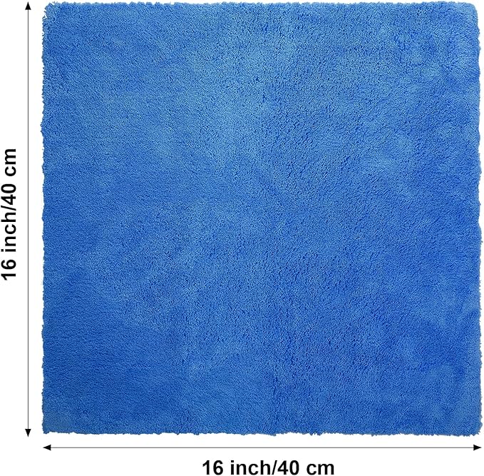 Shimeyao 40 Pcs 16 x 16 Inch Edgeless Microfiber Plush Towels for Cars Detailing Drying Wash Polishing Absorbent Cleaning Cloths, 500 GSM(Blue)