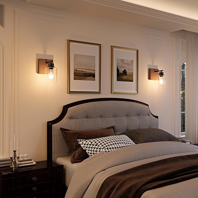 Battery Operated Wall Sconce Set of 2, Easy Install Dimmable Wireless Wall Lamps