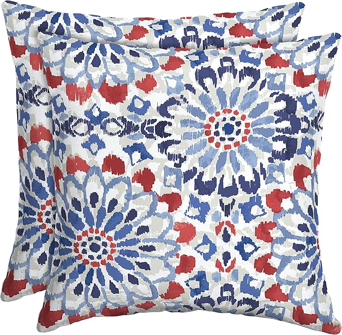 Arden Outdoor Throw Pillows 2 Pack, 16x16 Patio Accent Cushions, Water & UV Resistant, Fade Resistant Outdoor Decorative Pillows with Recycled Polyfiber Fill, Clark Blue