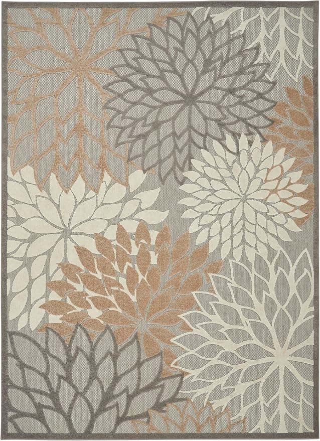 Nourison Home Aloha Indoor/Outdoor Floral Natural 7'10" x 10'6" Area Rug (8' x 11'), 7'10"X10'6",