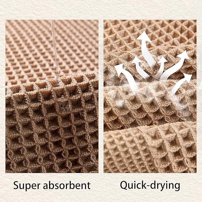 Waffle Bath Mat Non Slip, Boho Bathroom Rug, Super Absorbent Quick Dry Bathroom Mat, Soft Farmhouse Bath Rug with Tassels, Small Washable Shower Mats for Floor 24"x36", Square Brown