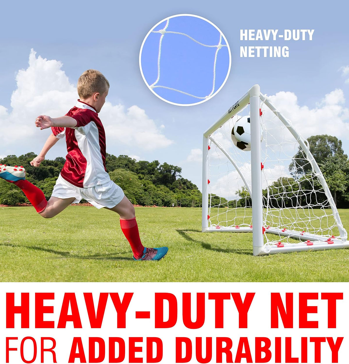 Skiennix Backyard Soccer Goal - High-Strength Weatherproof Net for Quick Setup | Durable Design