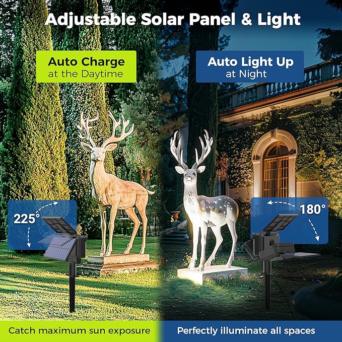 Solar Spot Lights Outdoor Waterproof for Flag, Tree, House, Garden, Yard, Landscape Spotlights for Accent Uplighting Halloween Christmas Decorations-8 Pack