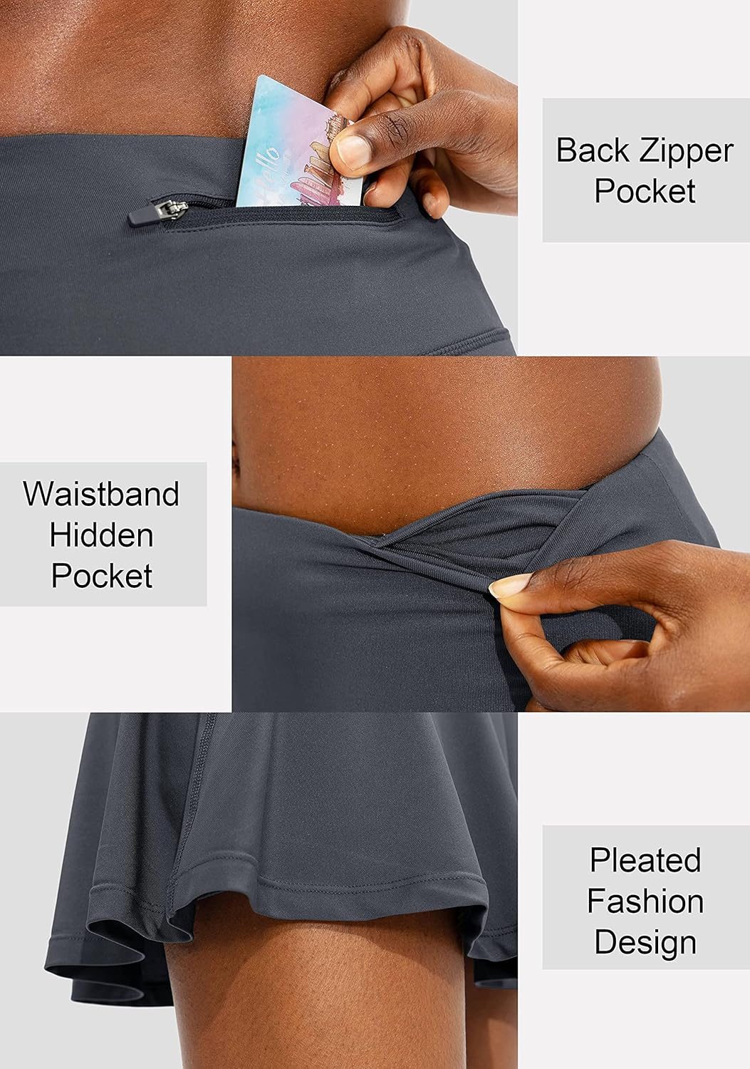 SANTINY Women's Pleated Tennis Skirt - High Waisted Athletic Golf Skorts with 4 Pockets | Ideal for Running & Casual Wear