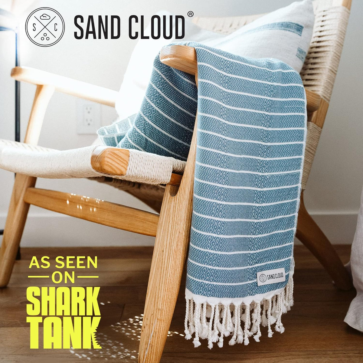 Sand Cloud Turkish Beach Towel - Sand Proof & Quick Dry - 100% Organic Cotton - Gocek (Denim)