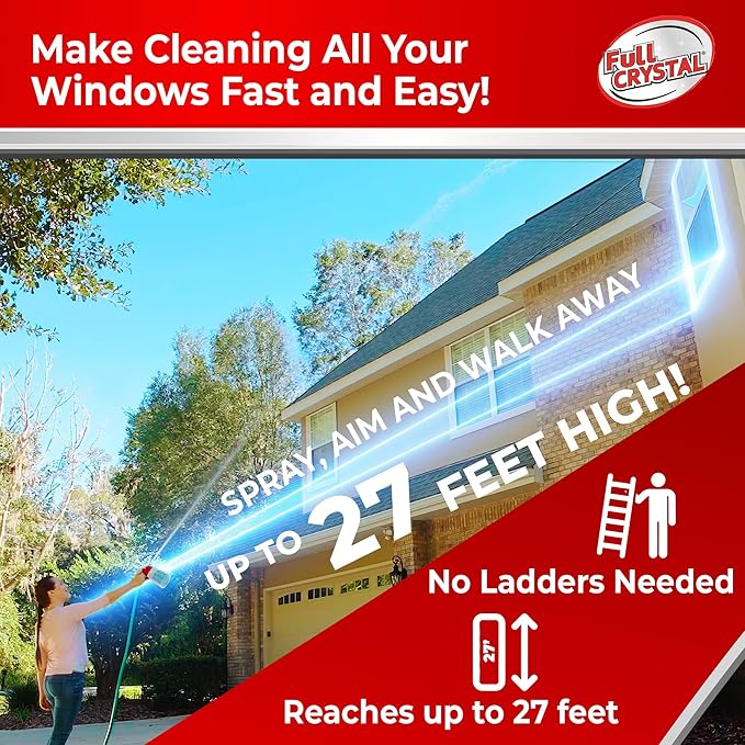 Full Crystal Window Cleaning Kit + Refill - 1 LB Glass Cleaner + 1 LB Refill Bag, Clean Up to 160 Windows - Scrub & Rinse Free, Removes Dirt, Grime, and Water Deposits from Glass & Screens