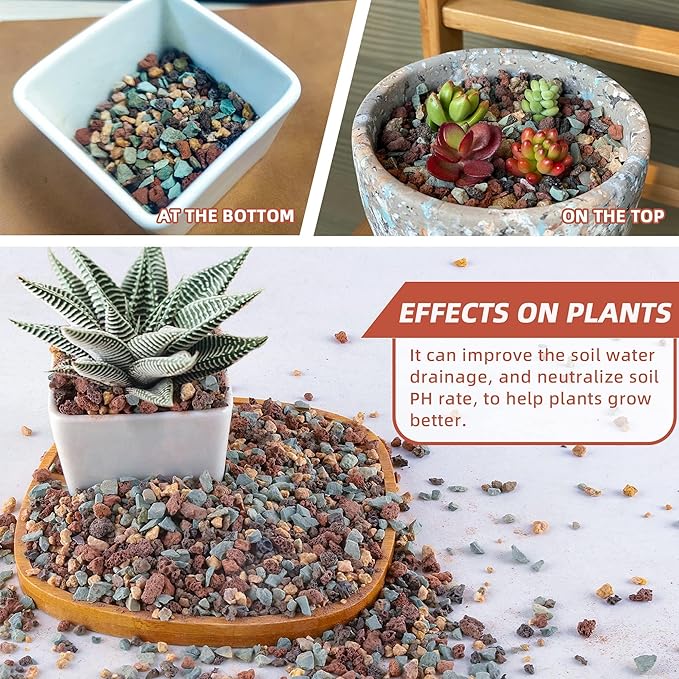 5lb Mix Horticultural Lava Rock Pebbles Pumice Potting Soil Amendment Succulent Cactus Bonsai Gritty Rock Decorative Gravel Plant Drainage Volcanic Rock for Aquarium Fairy Gardening Top Dressing