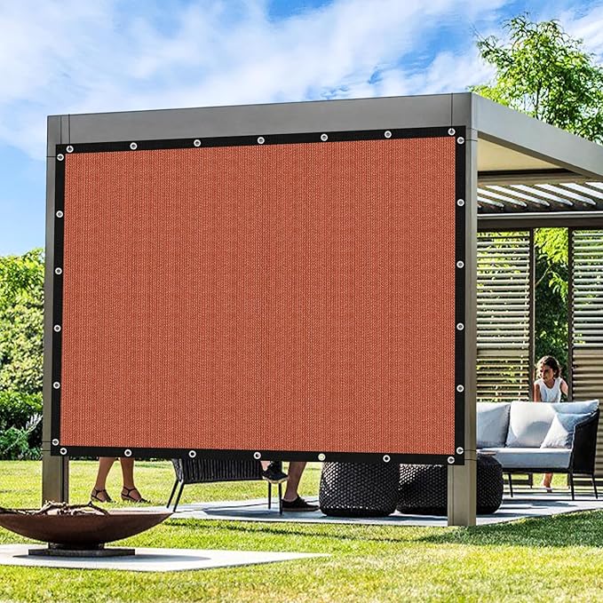 Artpuch 90% Sun Shade Cloth, 9 x 9 FT Pergola Shade Cover Canopy with Grommets, Sun Screen Fabric Tarp for Patio, Outdoor, Garden, Backyard, Rust Red