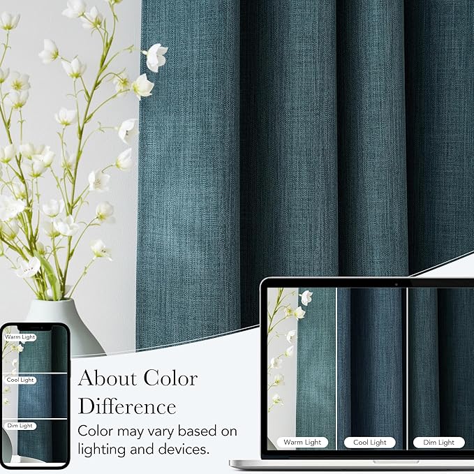 NICETOWN Greyish Blue Room Darkening Curtains 84 inches Long