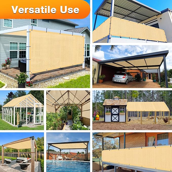 Artpuch Outdoor Pergola Shade Cover 5' X 5' Sun Shade Cloth with Grommets, 90% UV Protection Canopy Patio Privacy Screen (Customized Available) GN107, Wheat