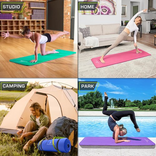 Extra Thick ½” Yoga & Pilates Mat - 71” High Density Foam with Carrying Strap