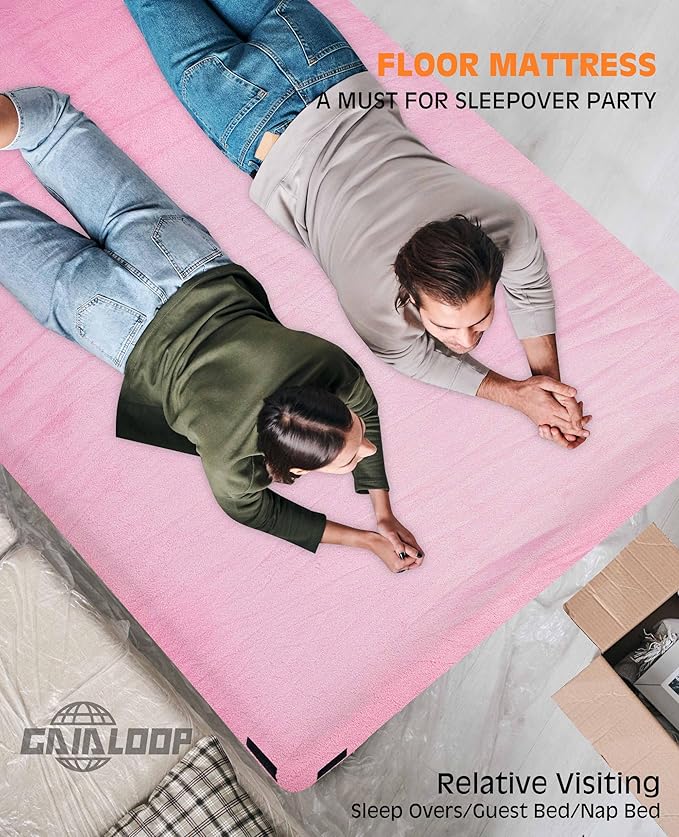 3 Inch GAIALOOP Thick Memory Foam Camping Mattress Sleeping Pad [Car/Tent/Cot] Glamping Portable Floor Mat Roll Up Futon Mattress for Guests Sleepover