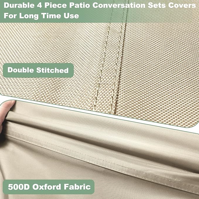 Gasadar Patio Furniture Cover Set, 4 Piece Outdoor Furniture Cover Waterproof, Lawn Patio Set Covers