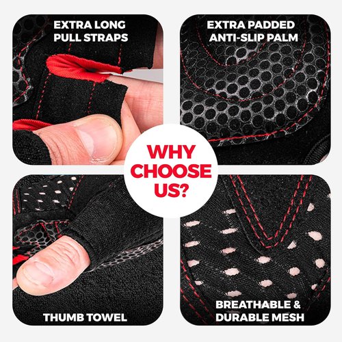 MhIL Workout Gloves for Men - Enhanced Grip Gym Gloves with Wrist Wraps for Optimal Performance