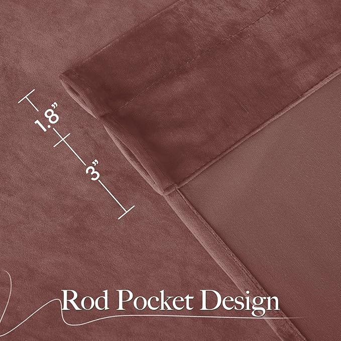 NICETOWN Wild Rose Velvet Curtains, Rod Pocket Velvet Drapes, Media Movie