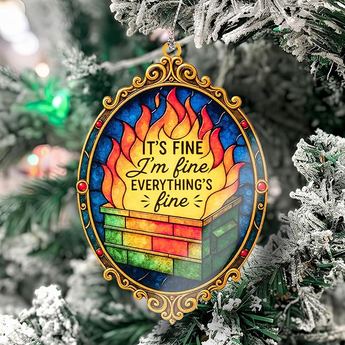 Funny Christmas Ornaments 2025 - Dumpster fire Ornament - Inappropriate Christmas Decorations - Funny Christmas Ornament - Dumpster fire Gifts - Christmas Decoration