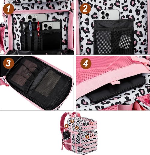 LHI Tactical Backpack - 45L Military Assault Pack with Molle System | Large Rucksack in Pink Leopard