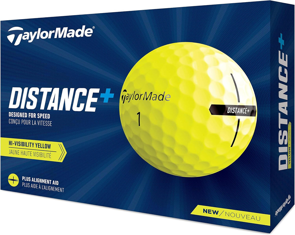TaylorMade Distance+ Golf Balls - High Visibility Yellow for Enhanced Performance and Accuracy