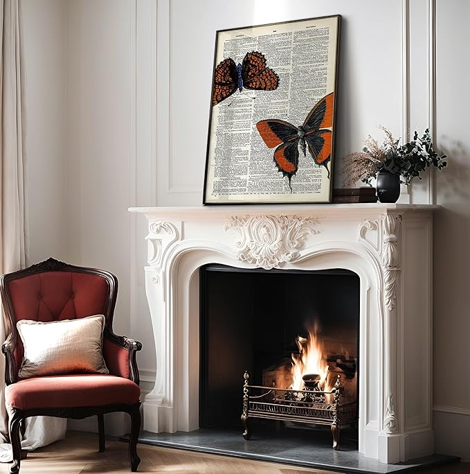 Poster Master Dictionary Art Poster - Butterflies Print - Moth Art - Butterfly Art - Insect Art - Gift for Men, Women & Animal Lover - Chic Decor for Living Room or Bedroom, 24x32 Unframed Wall Art