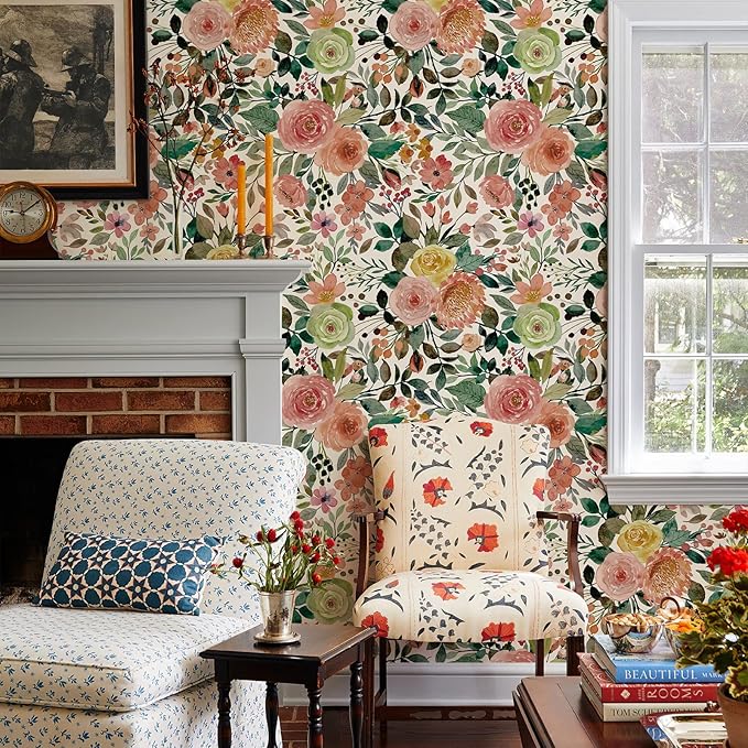 Floral Pattern Self-Adhesive Contact Paper, Oil and Water Resistant Drawer