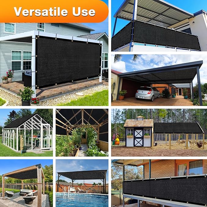 Artpuch Outdoor Pergola Shade Cover 4x10 FT Sun Shade Cloth with Grommets Black 90% UV Protection Canopy Patio Privacy Screen (Customized Available)