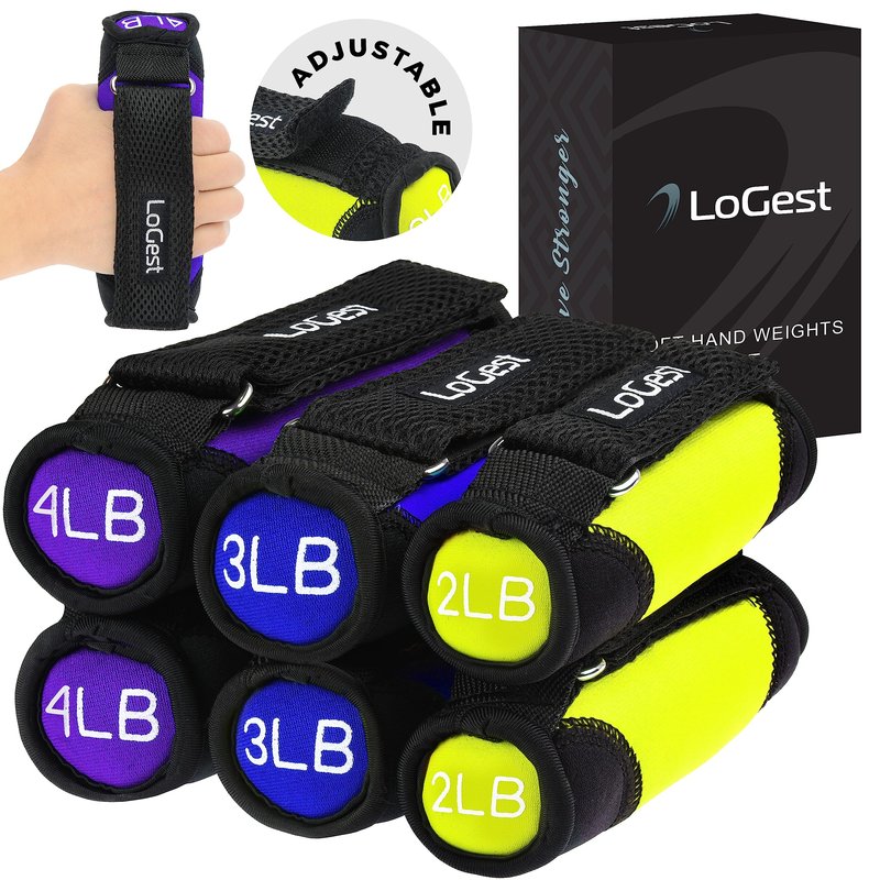 LoGest Soft Hand Weights with Adjustable Straps - 1 2 3 4 LB SET