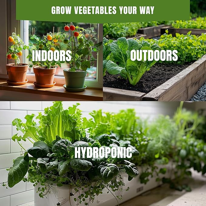 Vegetable Seeds Variety Pack – Tomato, Cucumber, Zucchini, Lettuce, Broccoli & Cabbage – 20 Varieties, 3900+ Non-GMO Heirloom Seeds, Indoor & Outdoor Garden