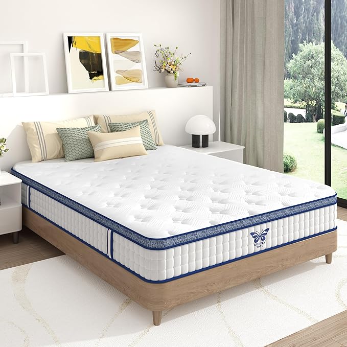Queen Mattress, 10 Inch Hybrid Mattress in a Box, Memory Foam and Individual Pocket Springs, Medium Firm Comfort, Motion Isolation, Ideal for All Sleep Positions, CertiPUR-US Certified