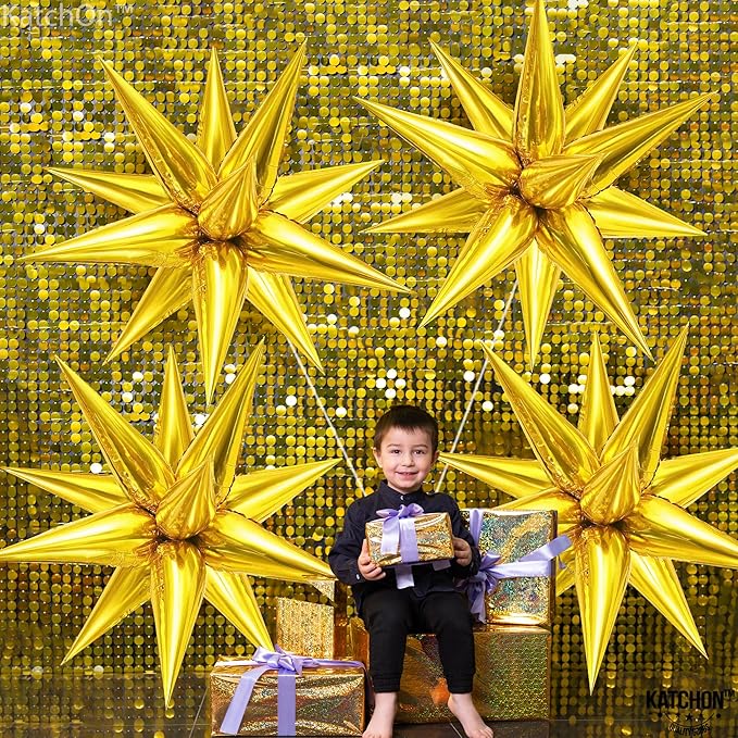 KatchOn, Gold Spike Balloon Foil - Big 26 Inch, Pack of 50 | Foil Gold Balloons, Gold Star Balloons for New Years Decorations 2026, Christmas Decorations, Birthday, Anniversary, Bachelorette Decor