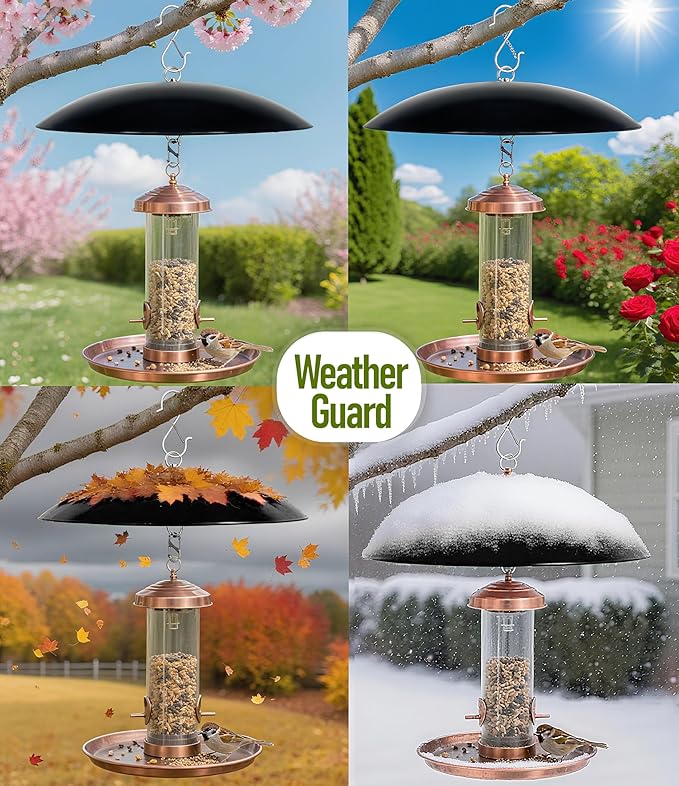 12" Bird Feeder Dome, Hummingbird Feeder Rain Guard,Weather Cover in Outdoors,Squirrel Baffle for Hanging Feeders, (Black),2 Pack