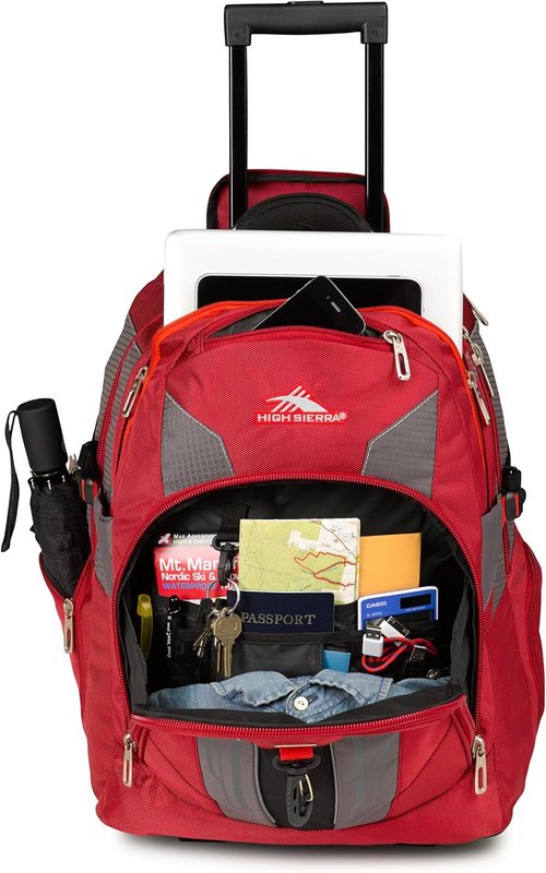 High Sierra XBT Business Rolling Backpack - Red & Black, Versatile One Size