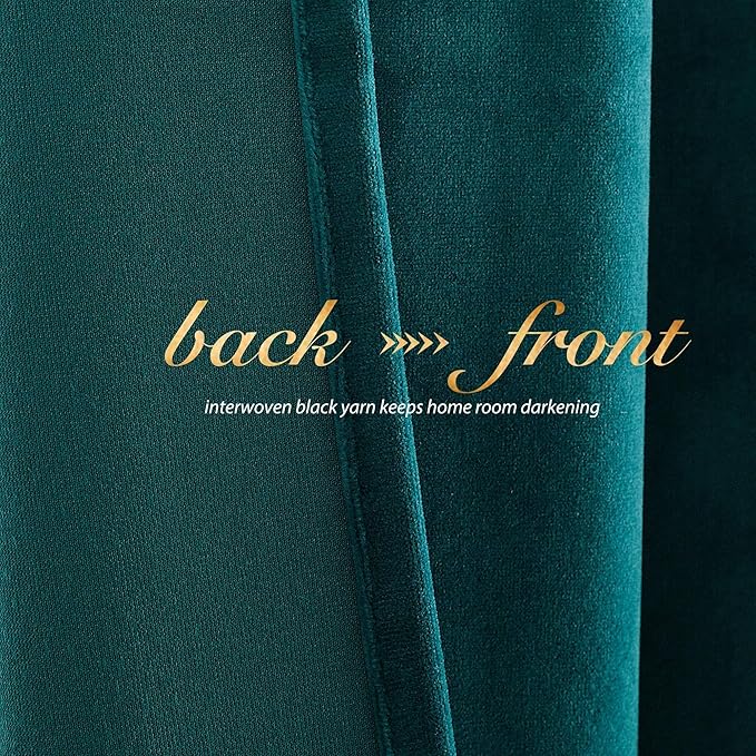 NICETOWN Teal Velvet Curtains 108 inches Long 52 Wide, Classic Heat & Light
