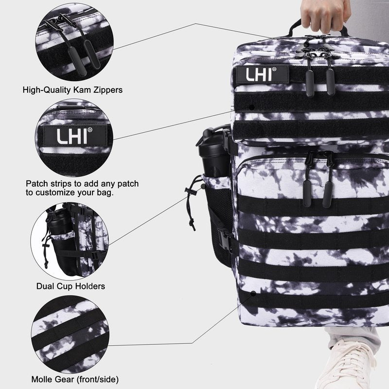 LHI Military Tactical Backpack for Men and Women 45L Army 3 Days Assault Pack Bag Large Rucksack with Shoe Compartment - Blue