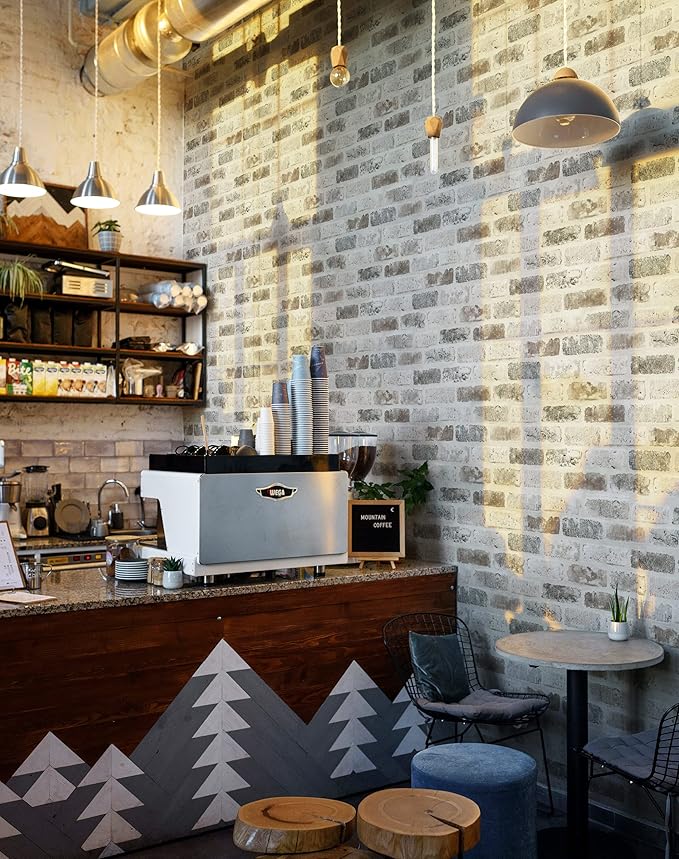 Guvana 17.3"×394" Brick Wallpaper Grey and Brown Self Adhesive Wallpaper 3D
