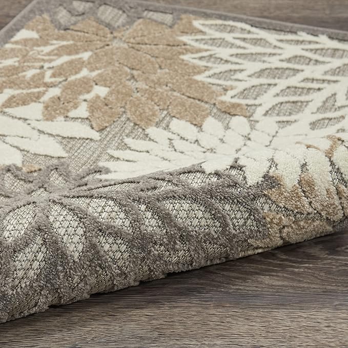 Nourison Aloha Indoor/Outdoor Area Rug 2'3" x 10', Natural, Runner Tropical Botanical Easy-Cleaning Non Shedding Bed Room Living Room Dining Room Deck Backyard Patio