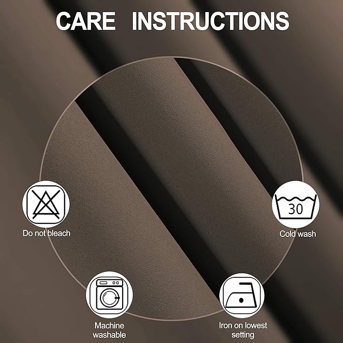 LEMOMO Chocolate Brown Blackout Curtains 40 x 63 Inch Length/Set of 2 Curtain