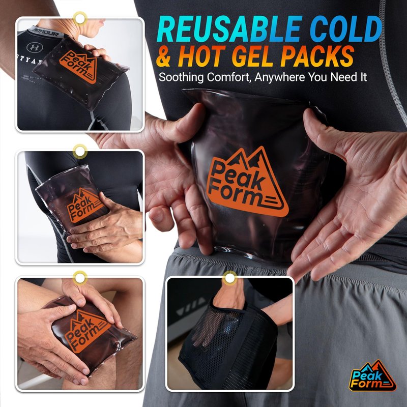Peak Form Back Support Brace with Hot Cold Therapy - Lower Back Support For Men & Women | Ice Pack Lumbar Relief Belt | Heated Lifting at Work Backbrace Belts | Comfy Under Clothes Backsupport - L/XL