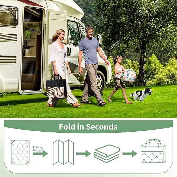 GENIMO Outdoor Rug 10' x 14' Waterproof for Patios Clearance, Reversible Outdoor Plastic Straw Camping Rug Carpet, Large Area Rugs Mats for RV, Camper, Deck, Balcony, Porch, Beach, Coffee&Beige