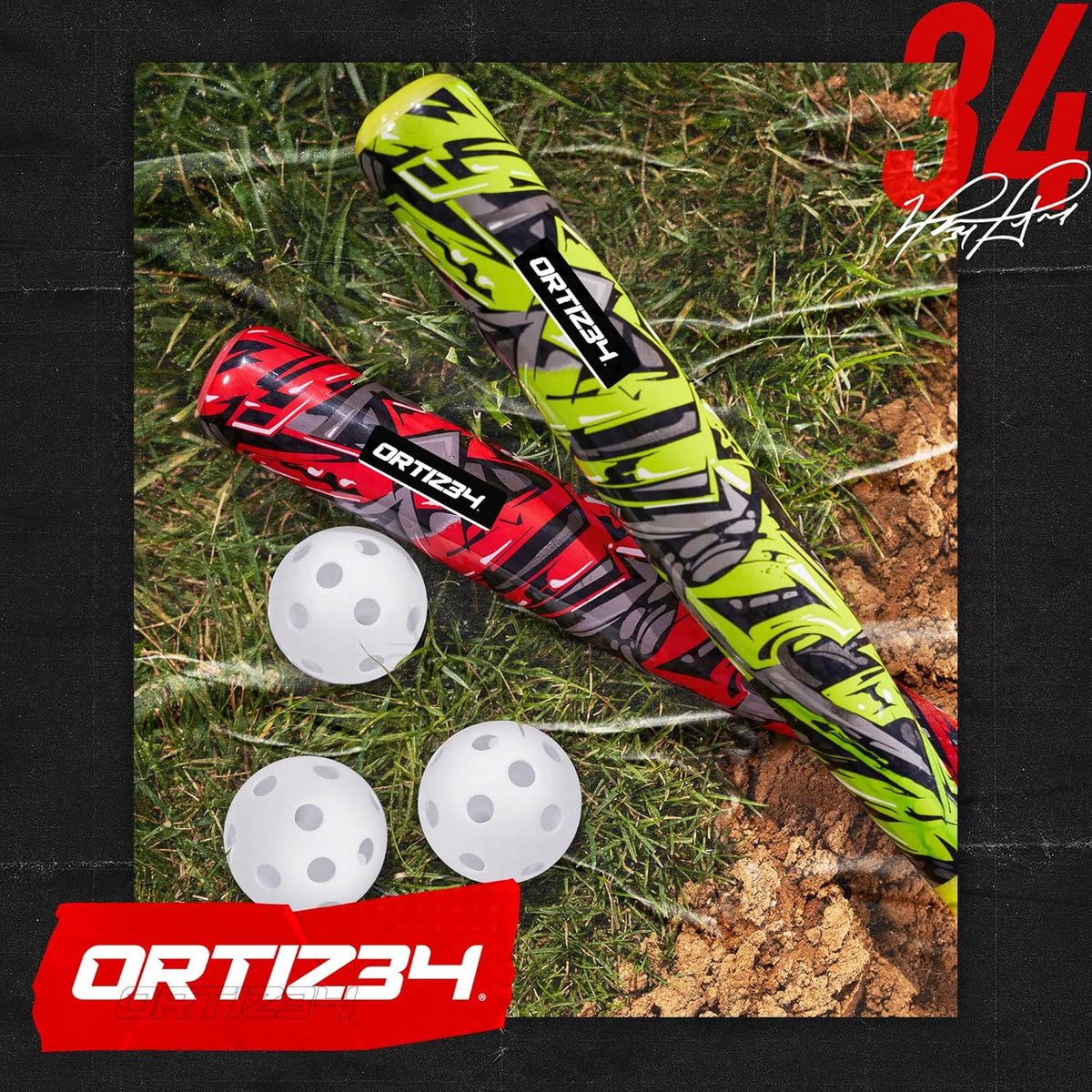 Ortiz34 Baseball Bat & Ball Set - Graffiti Design for Youth & Adults | Perfect for Backyard Fun
