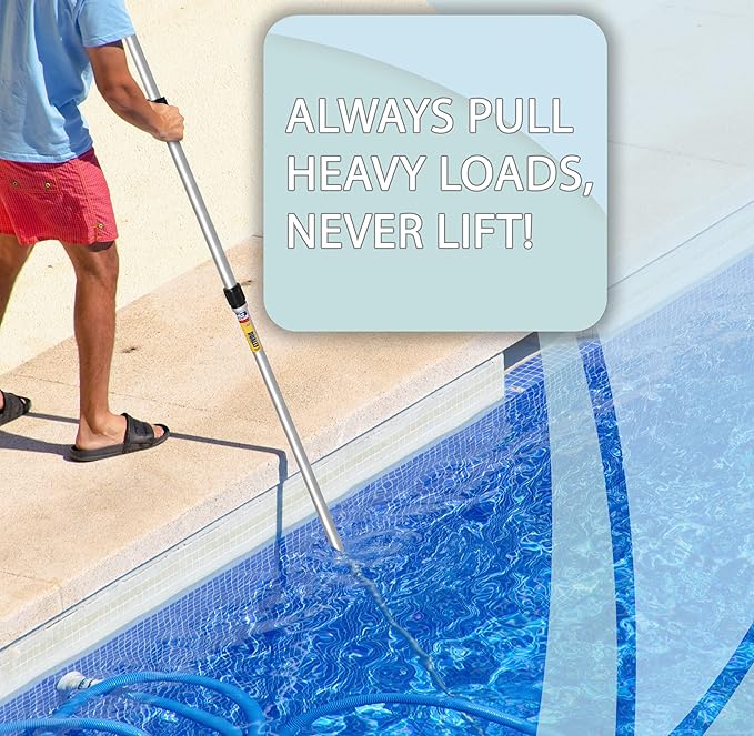 SKIMLITE MANUFACTURING Dually 9024 Telescopic Pool Pole 8-24 Ft Dual Locking Heavy Duty Aluminum Easy Grip Adjustable Telescoping Cleaning Poles with Universal Adapter for Skimmer Brush & Vacuum Head