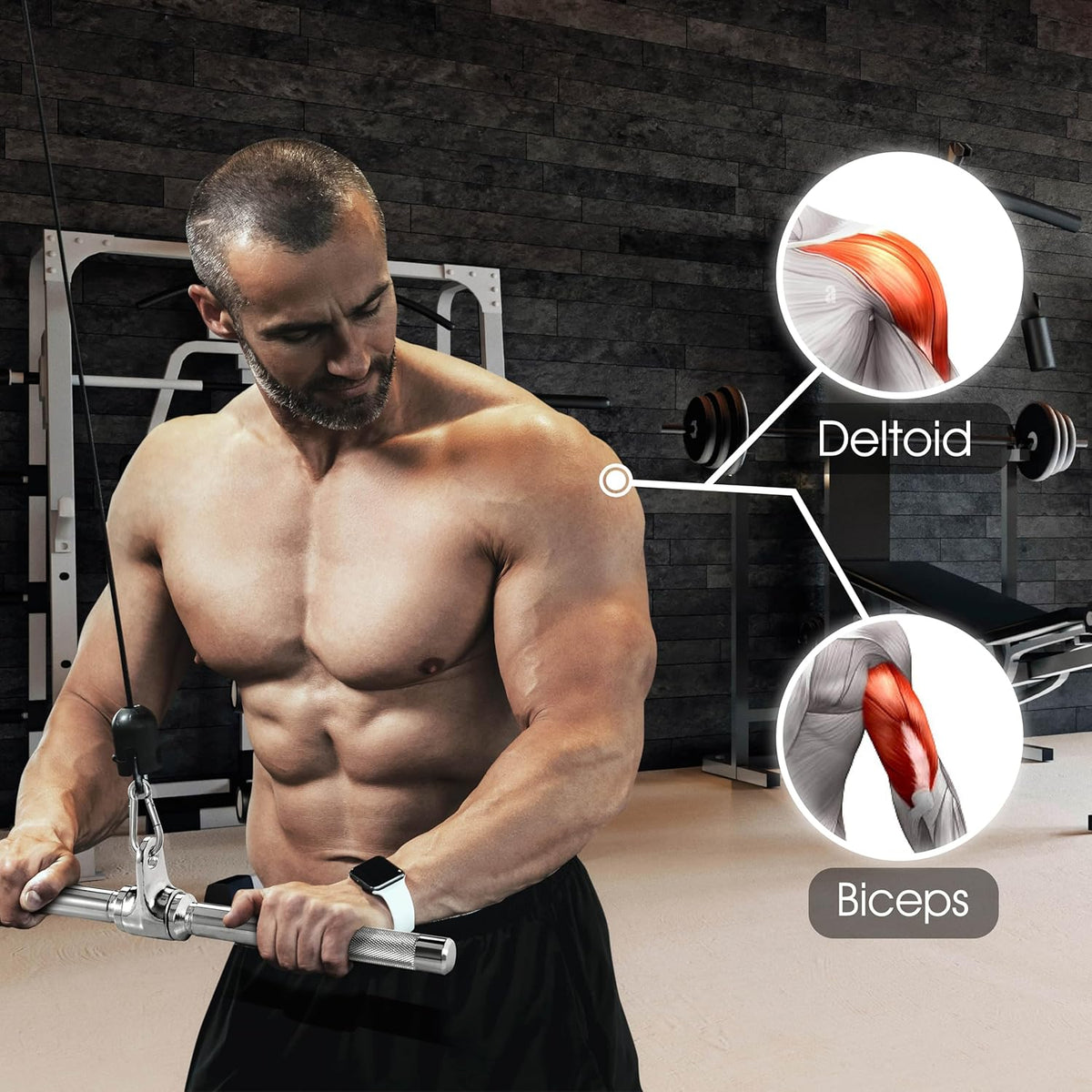 Yes4All Cable Machine Attachment - Versatile Row Handles & Tricep Rope | Supports 880 LB for Home Gym