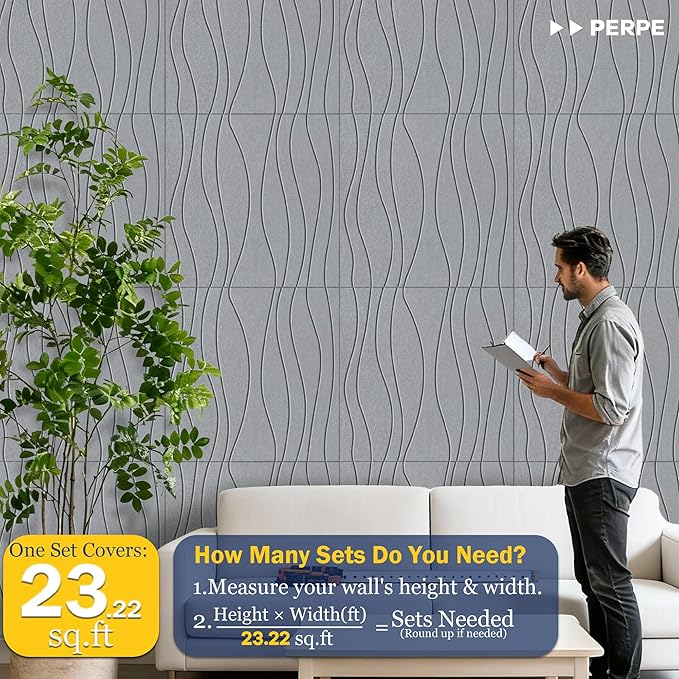 6 PCS Acoustic Panels, 23.6x23.6'' Self-Adhesive Soundproof Wall Panels