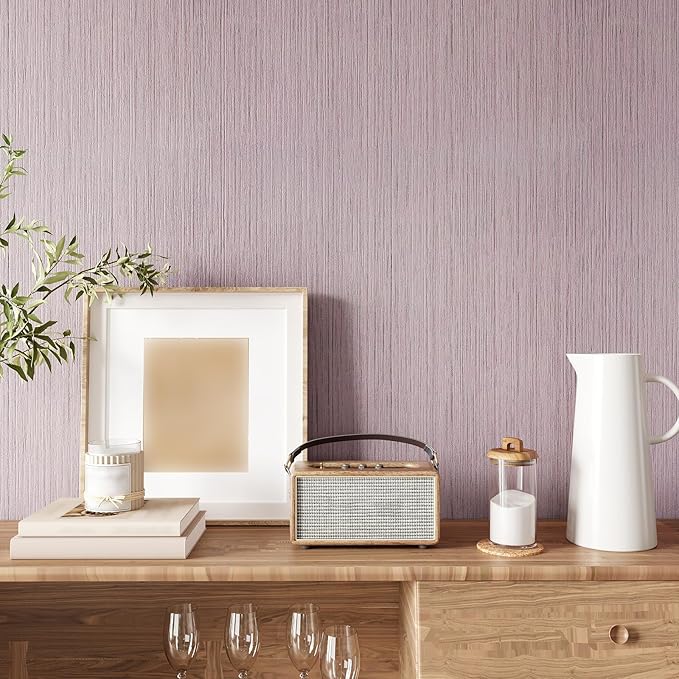 CRE8TIVE Large Size 24"x354" Pale Pink Grasscloth Peel and Stick Wallpaper