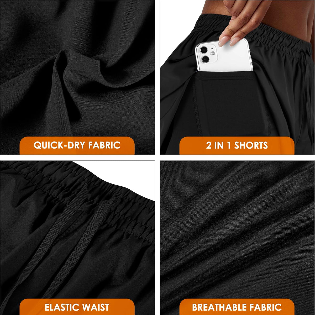 Yevrimow Women's 2-in-1 High-Waisted Running Shorts | Athletic Gym & Yoga with Liner Pockets