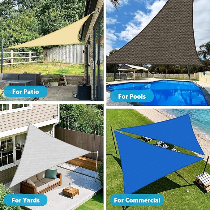 Amagenix Sun Shade Sail 5'X5'X5' Curved Edge Outdoor Shade Canopy Mocha Breathable 95% UV Block Shade Cloth for Patio Garden Backyard (We Make Custom Size)